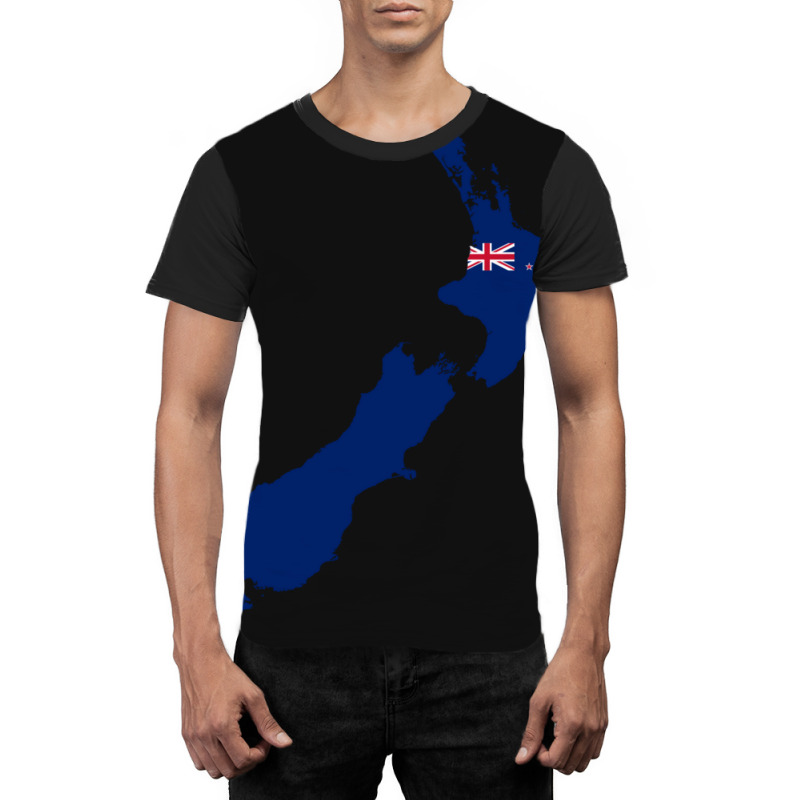 Flag Map Of New Zealand Graphic T-shirt | Artistshot