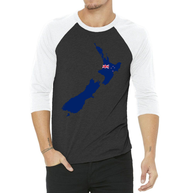 Flag Map Of New Zealand 3/4 Sleeve Shirt | Artistshot