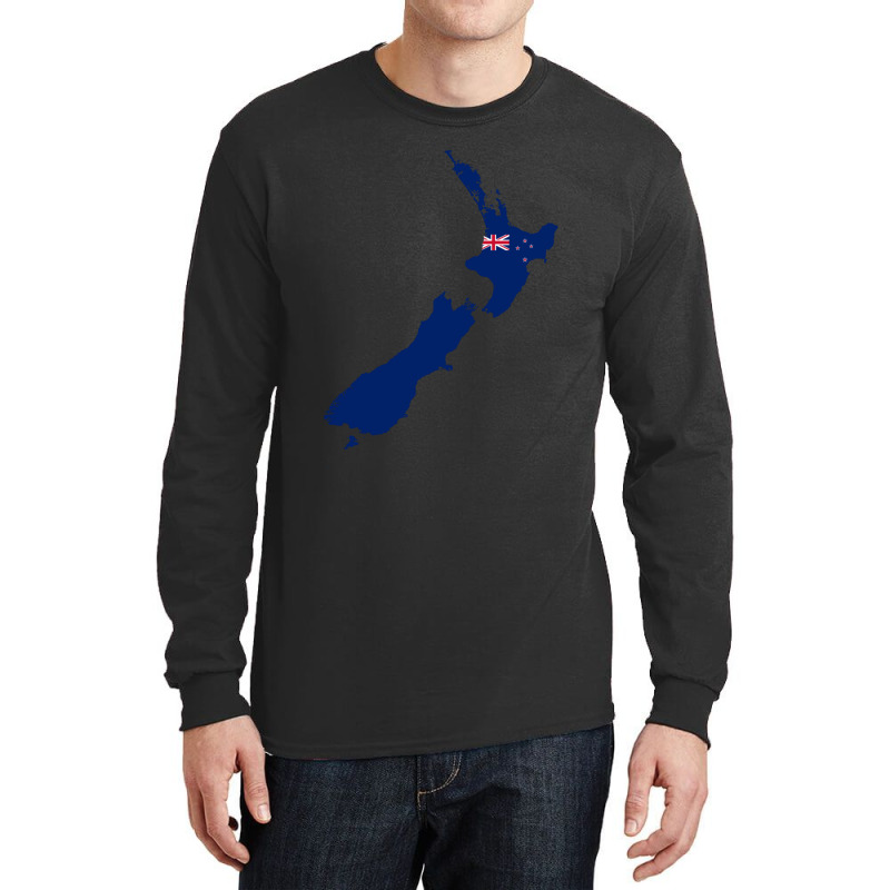 Flag Map Of New Zealand Long Sleeve Shirts | Artistshot