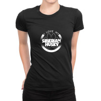 Siberian Husky Lover Design I Love My Siberian Husky Circle Paw Chunky Ladies Fitted T-shirt | Artistshot