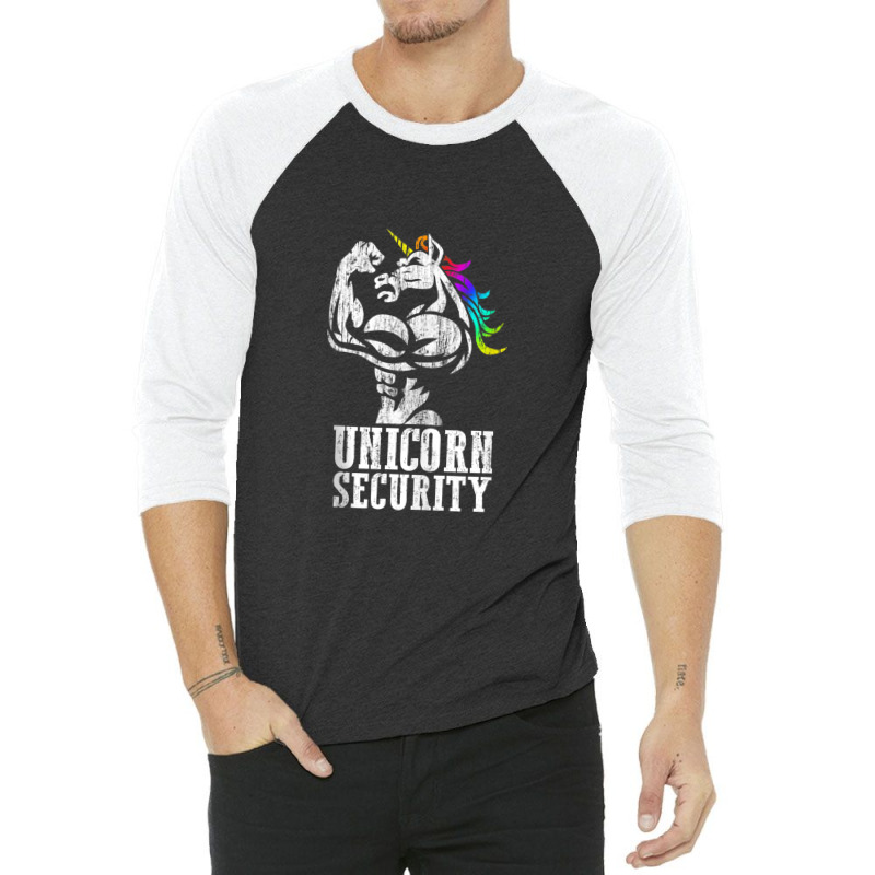 Unicorn Security Rainbow Muscle Manly Funny Christmas Gift Tank Top 3/4 Sleeve Shirt | Artistshot