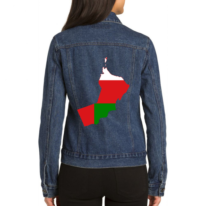 Flag Map Of Oman Ladies Denim Jacket by SamaraMcCullou | Artistshot