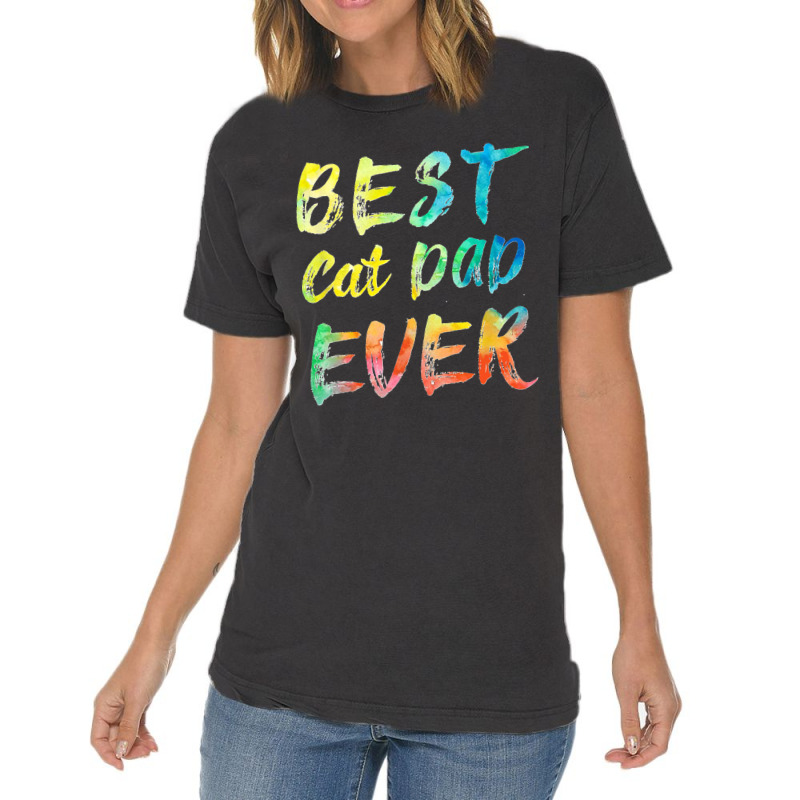 Funny Best Cat Dad Ever Father's Day Gift Vintage T-shirt | Artistshot