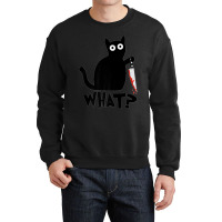 Funny Black Cat What Cute Suspicious Kitten Gift Women Men Premium Crewneck Sweatshirt | Artistshot