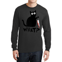 Funny Black Cat What Cute Suspicious Kitten Gift Women Men Premium Long Sleeve Shirts | Artistshot