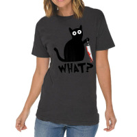 Funny Black Cat What Cute Suspicious Kitten Gift Women Men Premium Vintage T-shirt | Artistshot