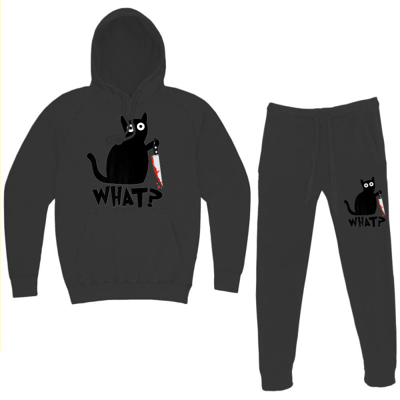 Funny Black Cat What Cute Suspicious Kitten Gift Women Men Premium Hoodie & Jogger Set | Artistshot