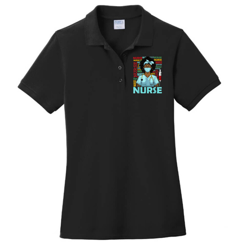 Black History Month Nurse Afro Girl Womens Day Graduation Ladies Polo 