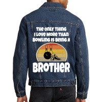 Funny Bowling Brother Sibling Bowler Retro Sunset Team Group Premium Men Denim Jacket | Artistshot