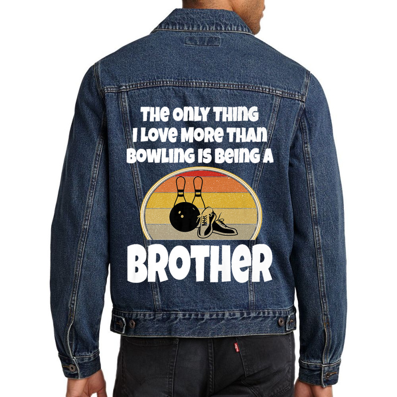 Funny Bowling Brother Sibling Bowler Retro Sunset Team Group Premium Men Denim Jacket | Artistshot