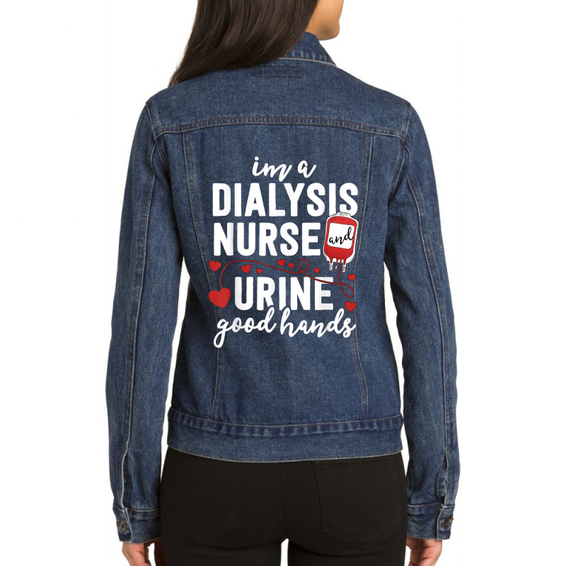 Dialysis Nurse Gifts For Women Funny Pun Urine Good Hands Ladies Denim Jacket by AaronFosterJr. | Artistshot