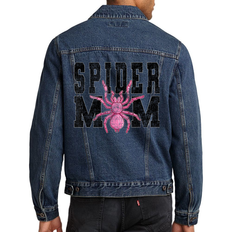 Vintage Spider Lover Quote Pink Spider Mom Men Denim Jacket | Artistshot