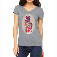 Dog On A Green Grass Outdoors Women's V-neck T-shirt | Artistshot