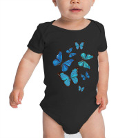 Blue Morpho Butterfly Swarm Lepidoptera Lover Entomologist Baby Bodysuit | Artistshot