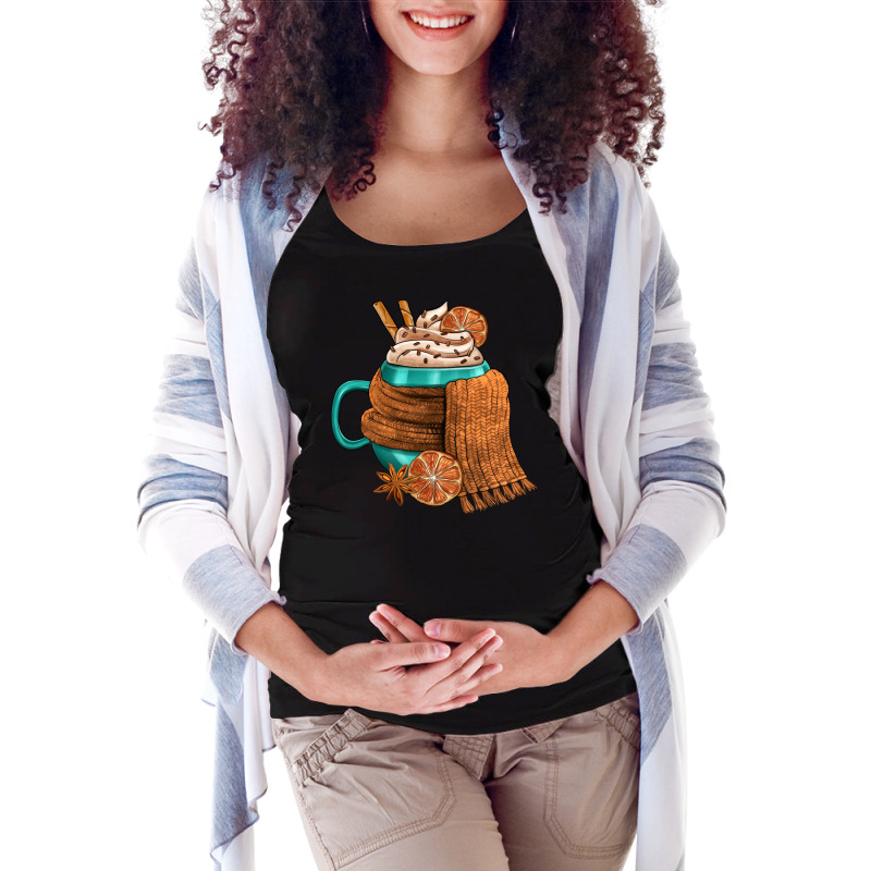 Winter Coffee Cup With Scarf Maternity Scoop Neck T-shirt by FaDigitalArtStudio | Artistshot