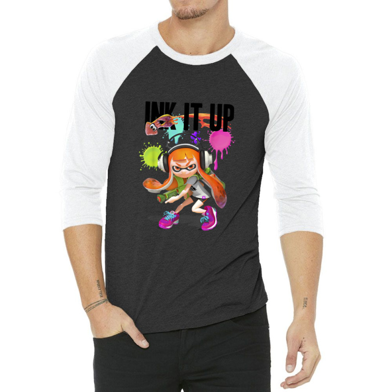 Splatoon Ink It Up Squid Inkling Splatter Poster 3/4 Sleeve Shirt | Artistshot