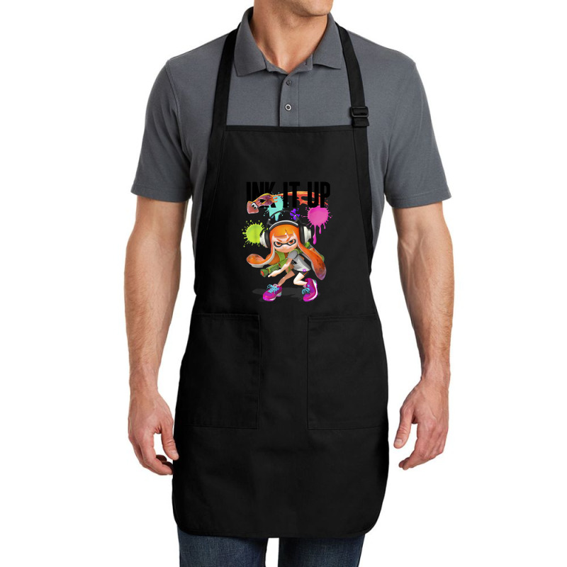 Splatoon Ink It Up Squid Inkling Splatter Poster Full-length Apron | Artistshot