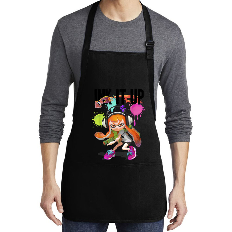 Splatoon Ink It Up Squid Inkling Splatter Poster Medium-length Apron | Artistshot