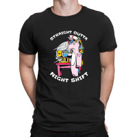 Straight Outta Night Shift Nurse Unicorn Coffee T-shirt | Artistshot