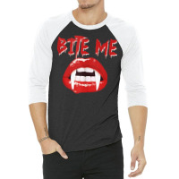 Bite Me Funny Halloween Vampire Bite Me Tank Top 3/4 Sleeve Shirt | Artistshot