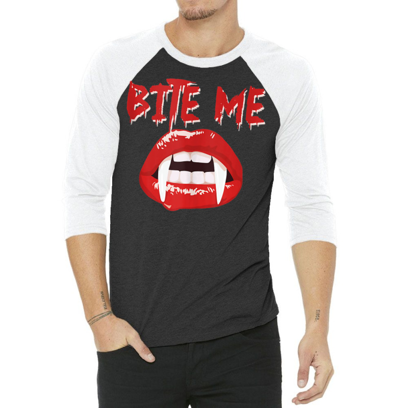 Bite Me Funny Halloween Vampire Bite Me Tank Top 3/4 Sleeve Shirt by CoreyMartinPeters | Artistshot