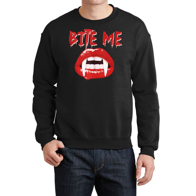 Bite Me Funny Halloween Vampire Bite Me Tank Top Crewneck Sweatshirt by CoreyMartinPeters | Artistshot