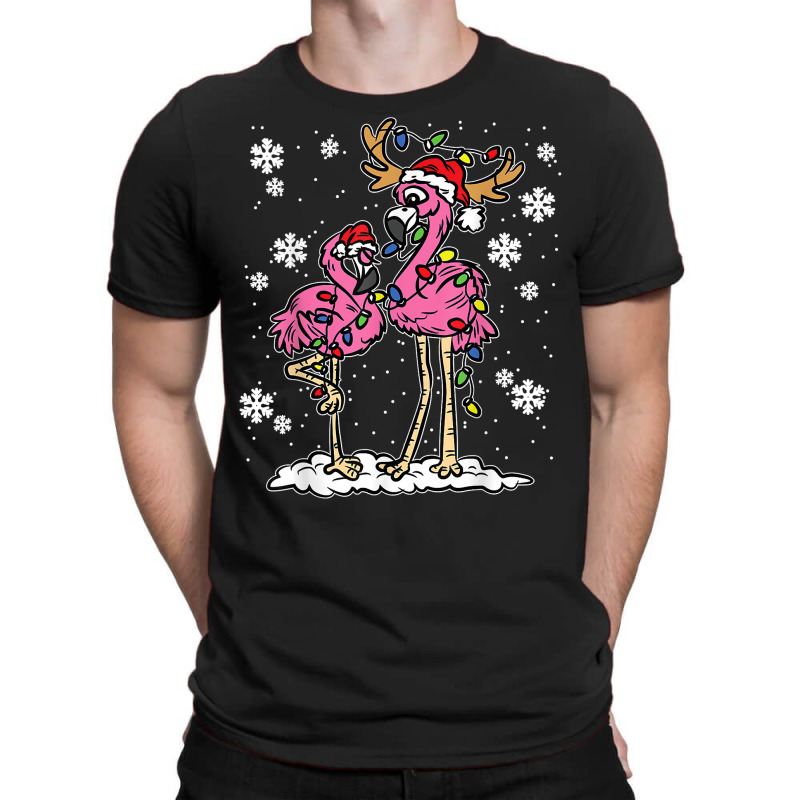 Flamingo Christmas Lights Santa Hat Pajama Cute Animal X Mas T Shirt T-shirt | Artistshot