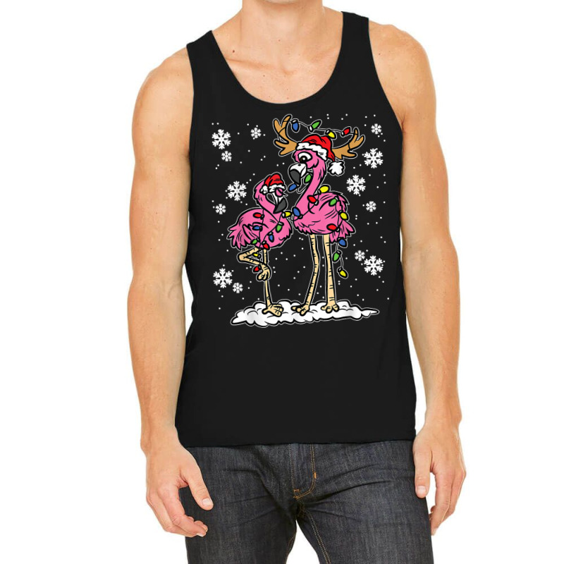 Flamingo Christmas Lights Santa Hat Pajama Cute Animal X Mas T Shirt Tank Top | Artistshot