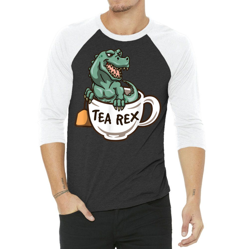 Tea Enthusiast Dinosaur Fanatic Tea Party Crew T Shirt 3/4 Sleeve Shirt | Artistshot