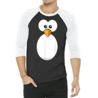 Funny Penguin Face Design Or Easy Costume Black Penguin 3/4 Sleeve Shirt | Artistshot