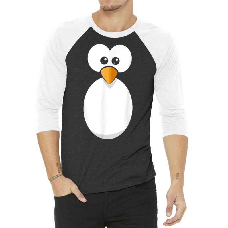 Funny Penguin Face Design Or Easy Costume Black Penguin 3/4 Sleeve Shirt | Artistshot