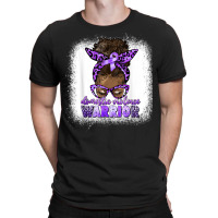 Black Woman Domestic Violence Warrior Afro Messy Bun Purple T Shirt T-shirt | Artistshot