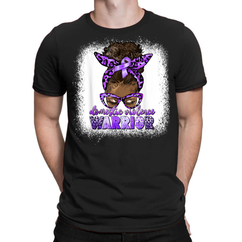 Black Woman Domestic Violence Warrior Afro Messy Bun Purple T Shirt T-shirt | Artistshot