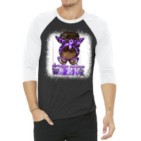 Black Woman Domestic Violence Warrior Afro Messy Bun Purple T Shirt 3/4 Sleeve Shirt | Artistshot