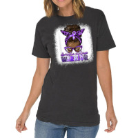 Black Woman Domestic Violence Warrior Afro Messy Bun Purple T Shirt Vintage T-shirt | Artistshot