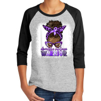 Black Woman Domestic Violence Warrior Afro Messy Bun Purple T Shirt Youth 3/4 Sleeve | Artistshot