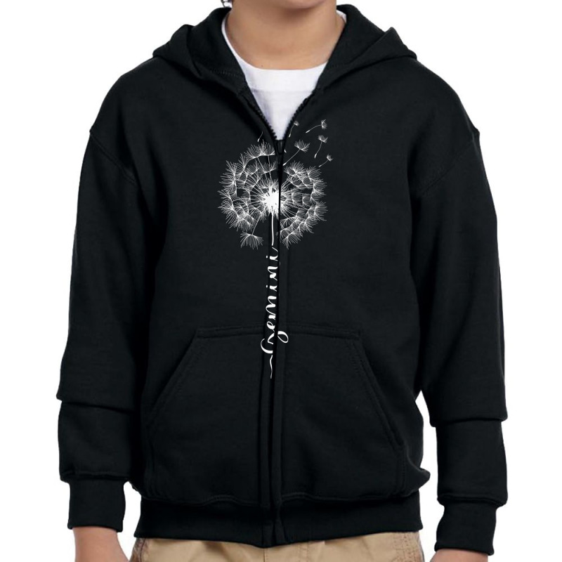 Cute Dandelion Saying Astrology Flower Zodiac Gemini T Shirt Youth Zipper Hoodie by zaeske | Artistshot