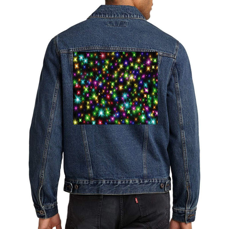 Colorful Chrismas Stars Men Denim Jacket | Artistshot