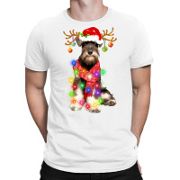 Funny Puppy Lover Schnauzer Christmas Lights Pajama Long Sleeve T Shir T-shirt | Artistshot