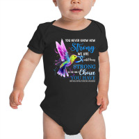 Irritable Bowel Syndrome Awareness Blue Strong Hummingbird T Shirt Baby Bodysuit | Artistshot