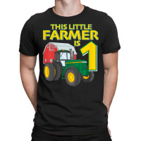 Kids 1 Year Old Green Farm Tractor Birthday Party Farmer 1st Gift T-shirt | Artistshot