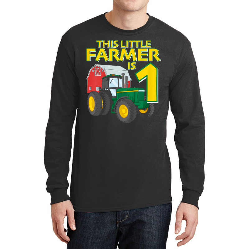 Kids 1 Year Old Green Farm Tractor Birthday Party Farmer 1st Gift Long Sleeve Shirts | Artistshot