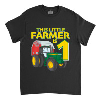 Kids 1 Year Old Green Farm Tractor Birthday Party Farmer 1st Gift Classic T-shirt | Artistshot