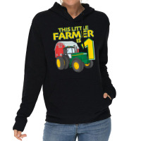 Kids 1 Year Old Green Farm Tractor Birthday Party Farmer 1st Gift Lightweight Hoodie | Artistshot