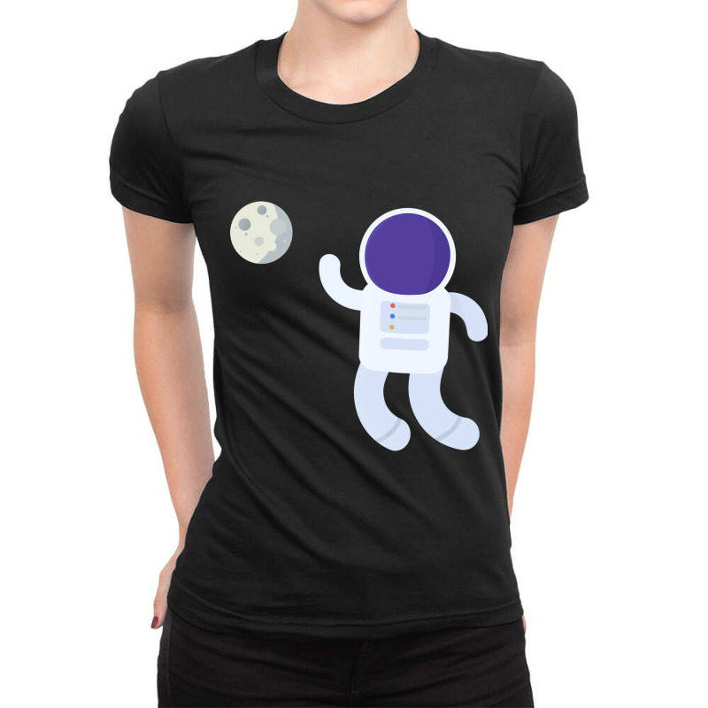 Astronaut And Moon Ladies Fitted T-Shirt by joyo bobs | Artistshot