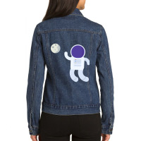 Astronaut And Moon Ladies Denim Jacket | Artistshot