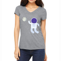 Astronaut And Moon Women's V-neck T-shirt | Artistshot