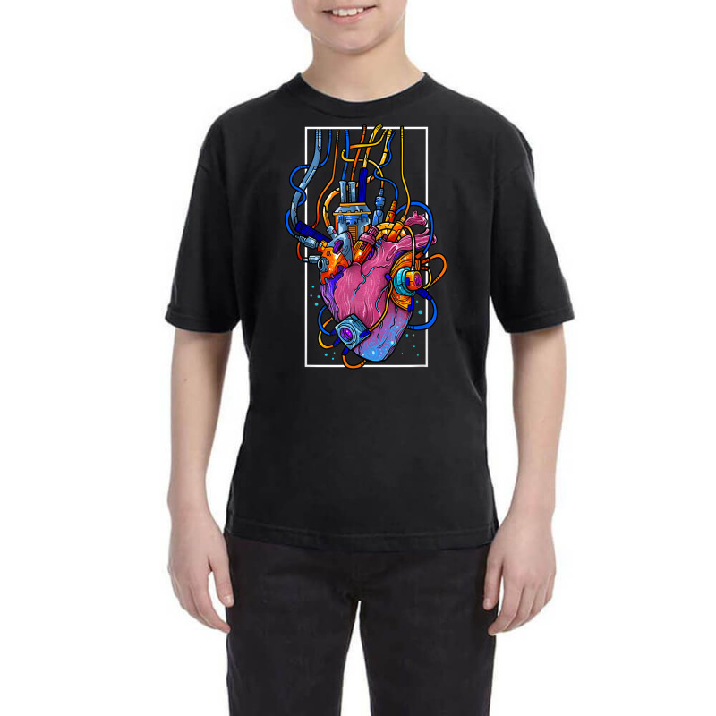 Cyborg Robot Heart Vaporwave Futuristic Cyberpunk Clothing Youth Tee by KathleenSusanBuckler | Artistshot