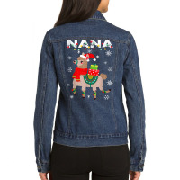 Nana Unny Christmas Llama Lights Matching Family Gifts T Shirt Ladies Denim Jacket | Artistshot