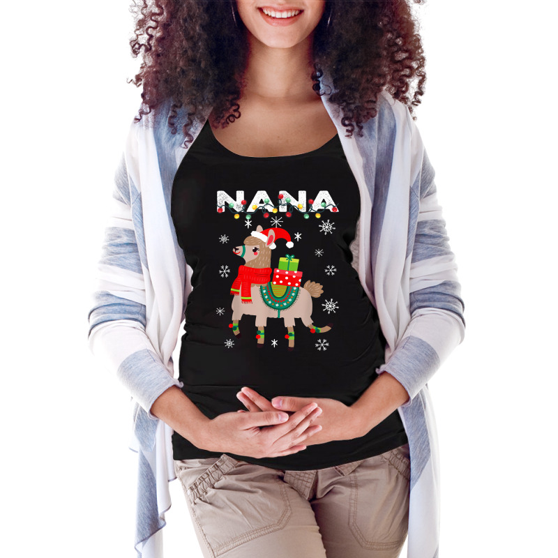 Nana Unny Christmas Llama Lights Matching Family Gifts T Shirt Maternity Scoop Neck T-shirt by enaqr0esch | Artistshot